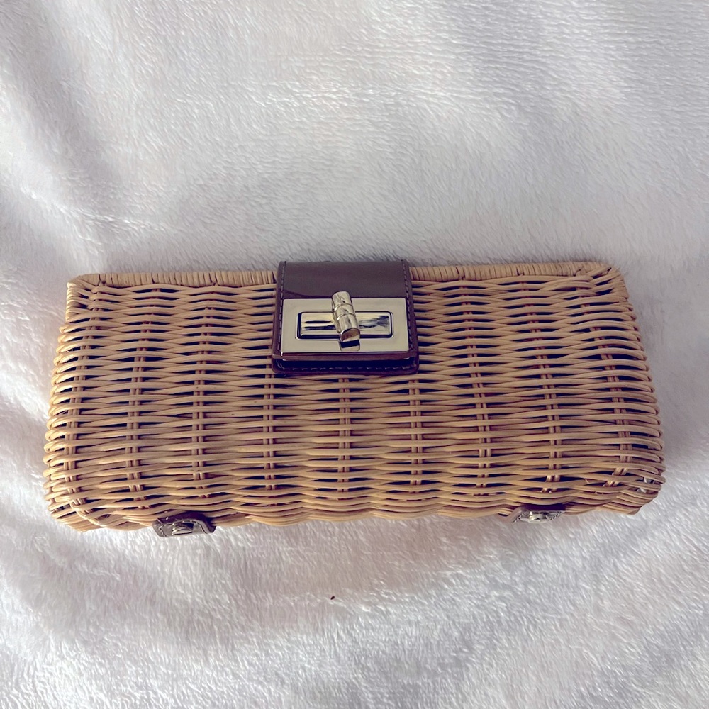 J Crew Woven Wicker Clutch Bag